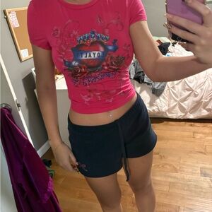 ROMWE Pink Graphic Crop Top